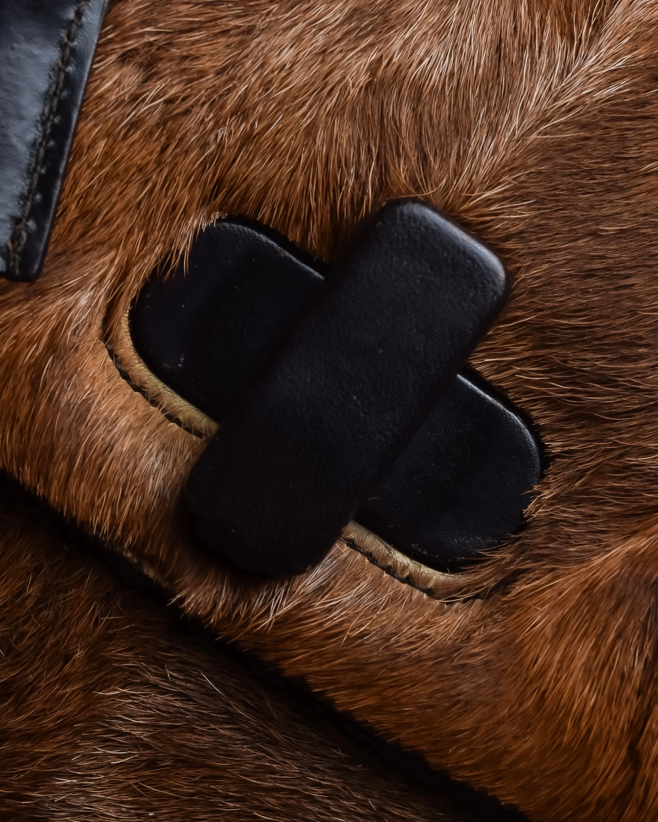"GUCCI"1947 pony leather combination bamboo hand bag