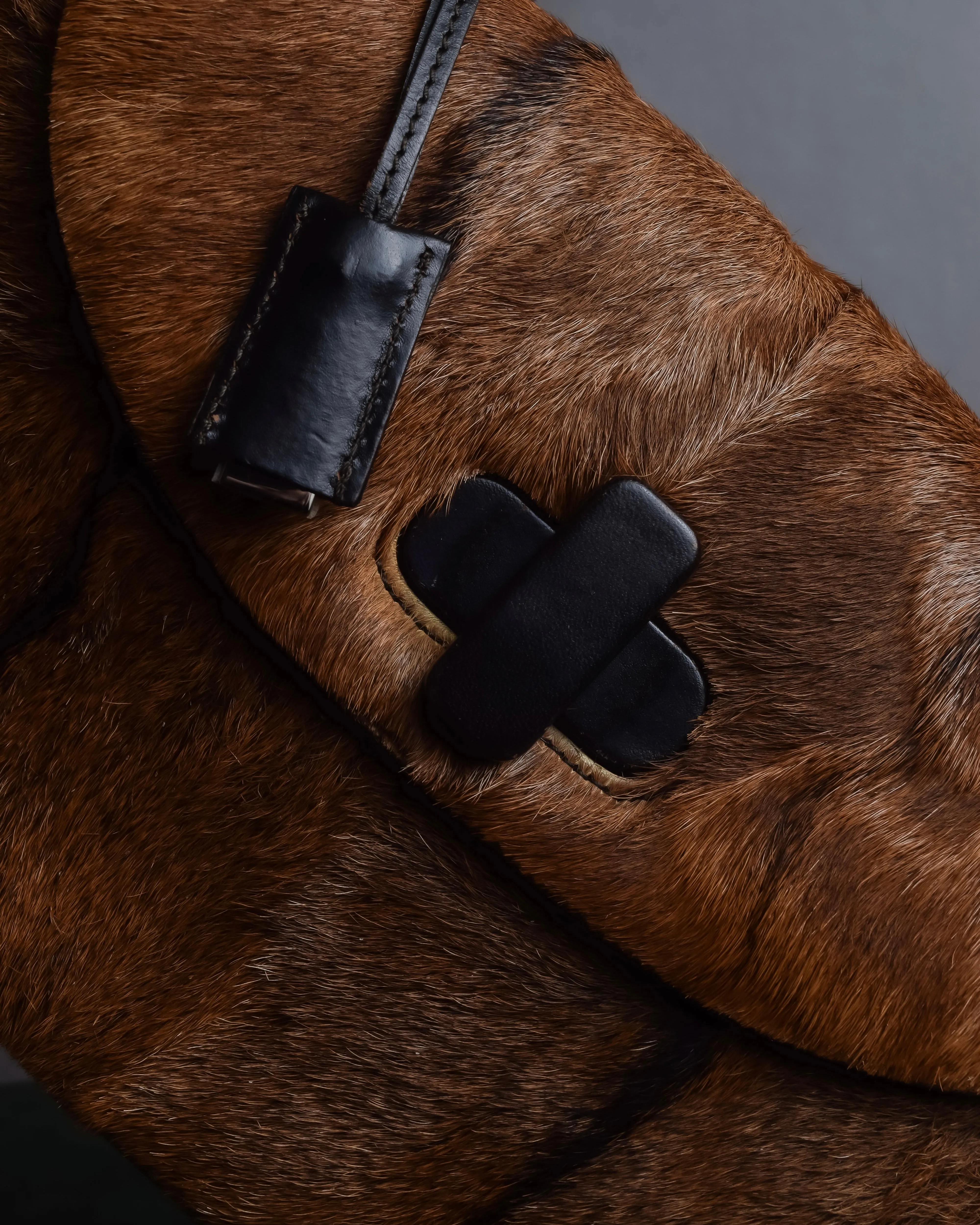 "GUCCI"1947 pony leather combination bamboo hand bag