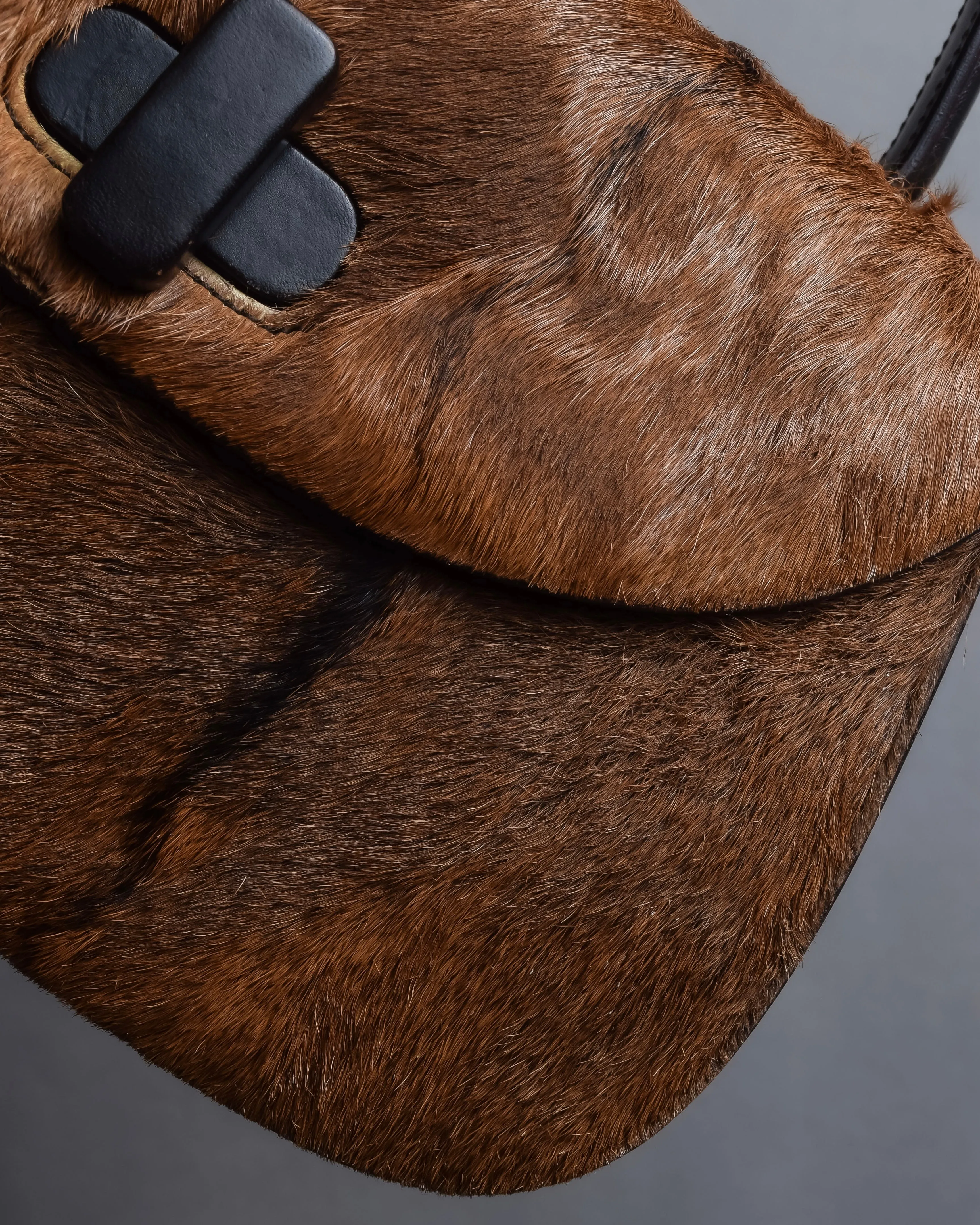 "GUCCI"1947 pony leather combination bamboo hand bag