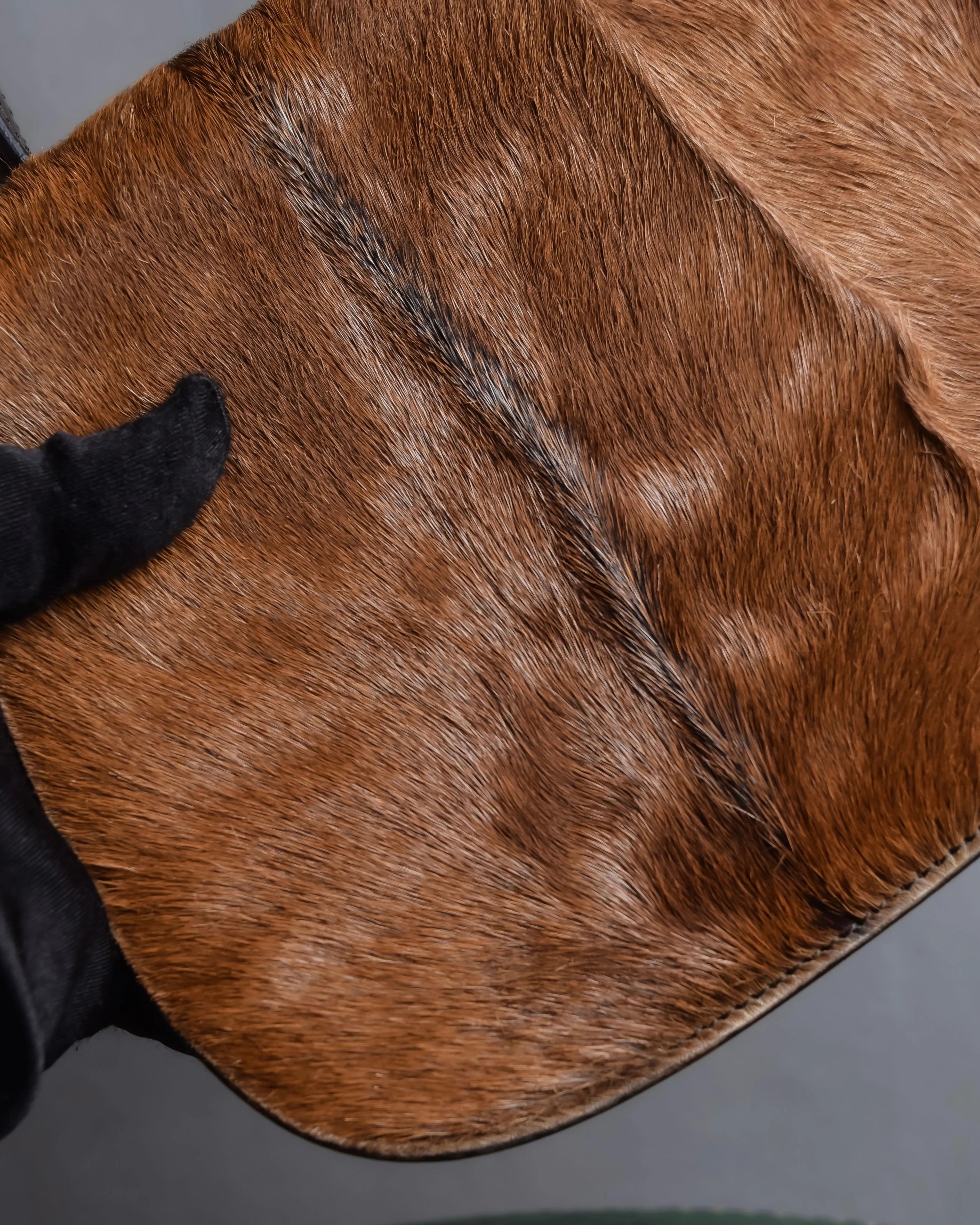 "GUCCI"1947 pony leather combination bamboo hand bag