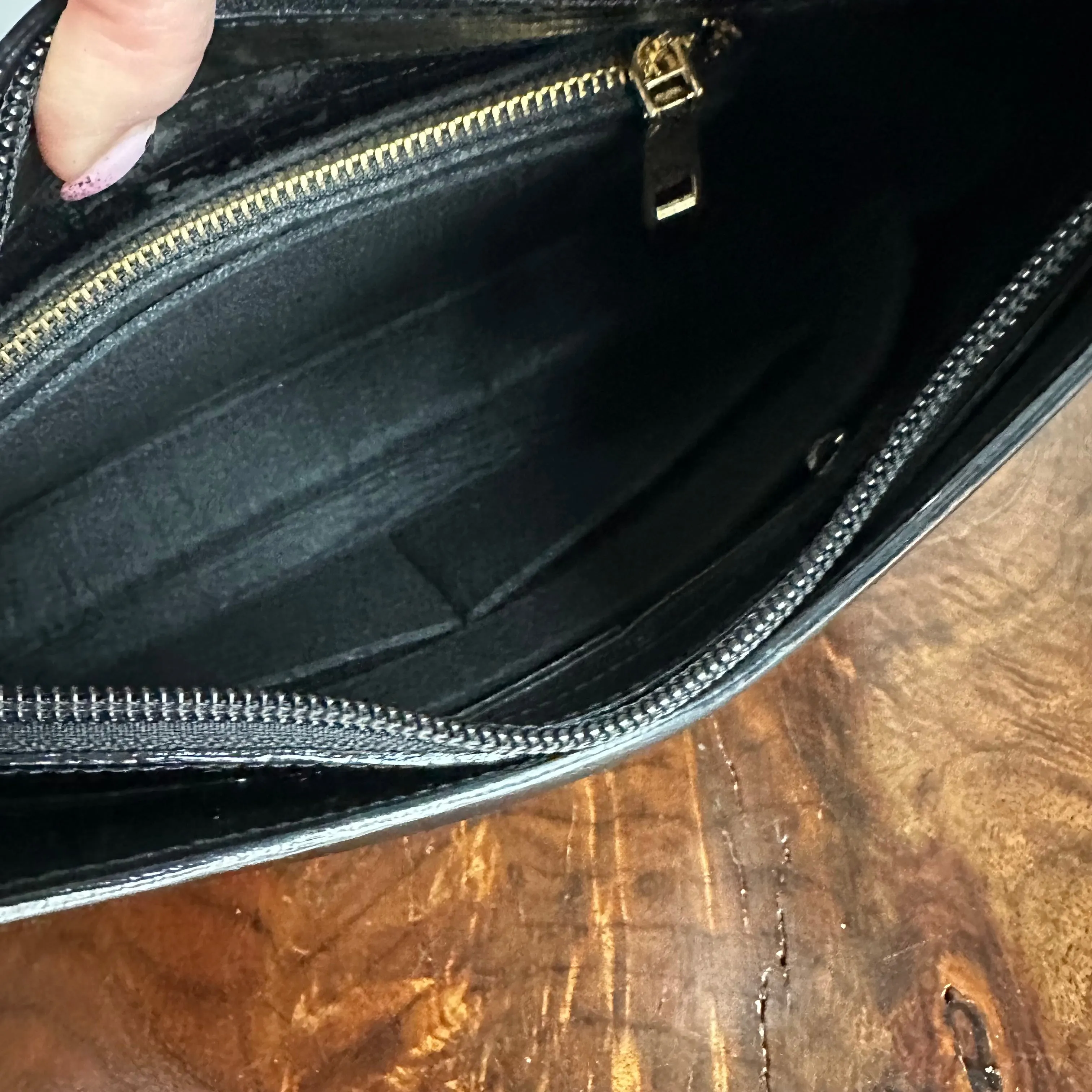 The Grackle - Vintage Gucci Bamboo Shoulder Bag in Black Leather