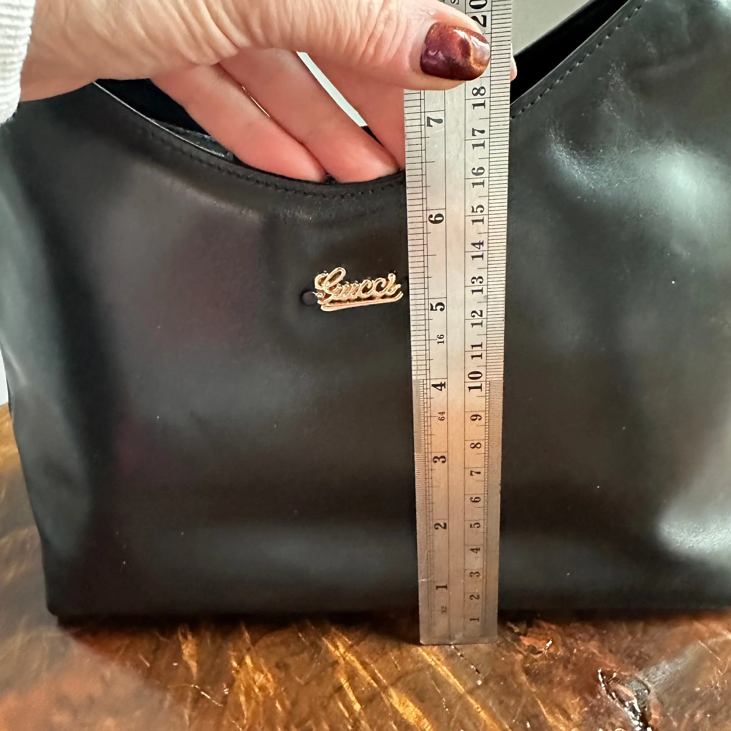 The Grackle - Vintage Gucci Bamboo Shoulder Bag in Black Leather