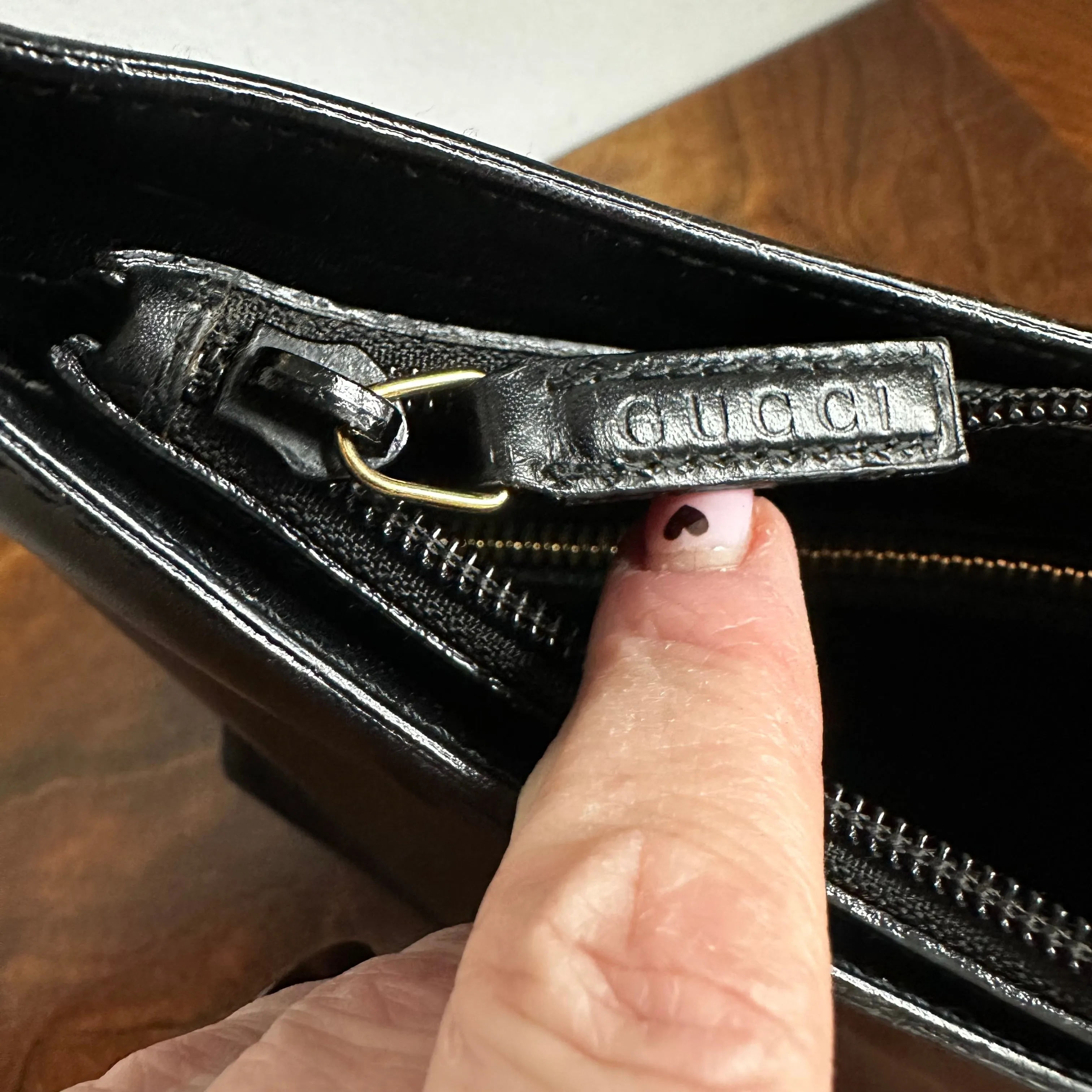 The Grackle - Vintage Gucci Bamboo Shoulder Bag in Black Leather
